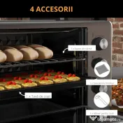 HOMCOM Mini Cuptor Electric cu Convectie 30L pentru Bucătărie Blat Temperatură Ajustabilă 1600W Accesorii Incluse | Aosom Romania 