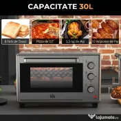 HOMCOM Mini Cuptor Electric cu Convectie 30L pentru Bucătărie Blat Temperatură Ajustabilă 1600W Accesorii Incluse | Aosom Romania 