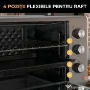 HOMCOM Mini Cuptor Electric cu Convectie 30L pentru Bucătărie Blat Temperatură Ajustabilă 1600W Accesorii Incluse | Aosom Romania 