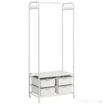 HOMCOM Suport de Haine cu Dulap pentru Pantofi, 4 Coșuri și 8 Cârlige, din Oțel și Plastic, 63x37x153 cm, Alb