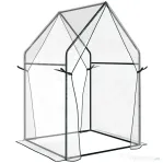 Outsunny Mini Seră de Grădină cu 2 Uși Rulabile și Acoperire din PE 90x90x145cm, Transparentă