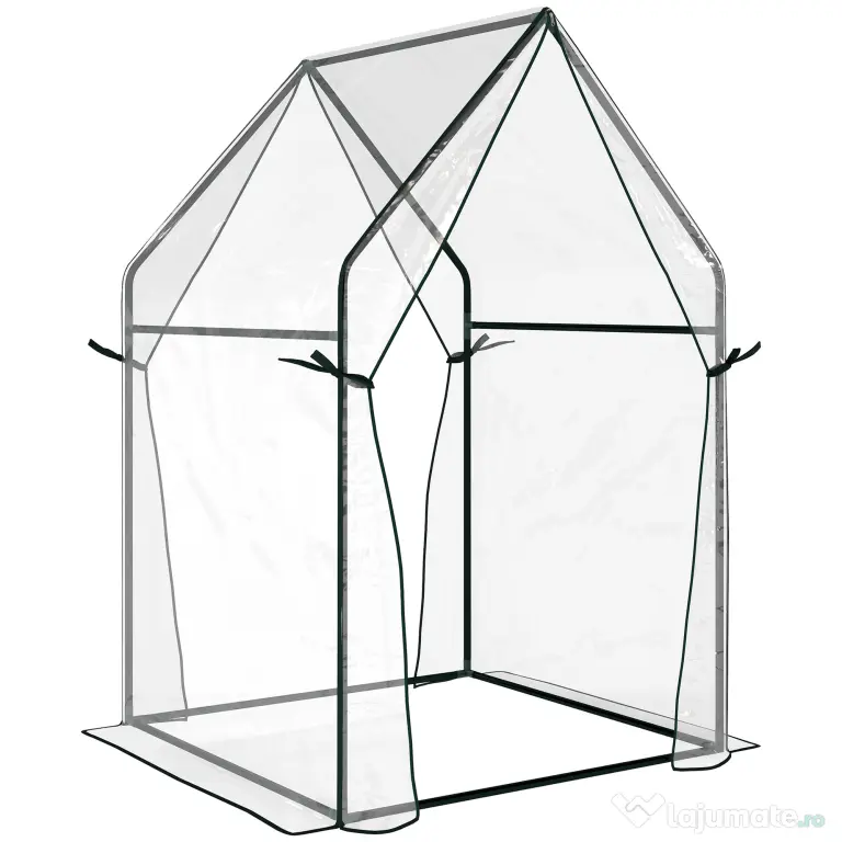 Outsunny Mini Sera Portabila 90x90x145cm cu 2 Usi cu Fermoar Transparent pentru Interior Exterior | Aosom Romania