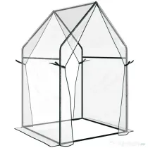 Outsunny Mini Sera Portabila 90x90x145cm cu 2 Usi cu Fermoar Transparent pentru Interior Exterior | Aosom Romania