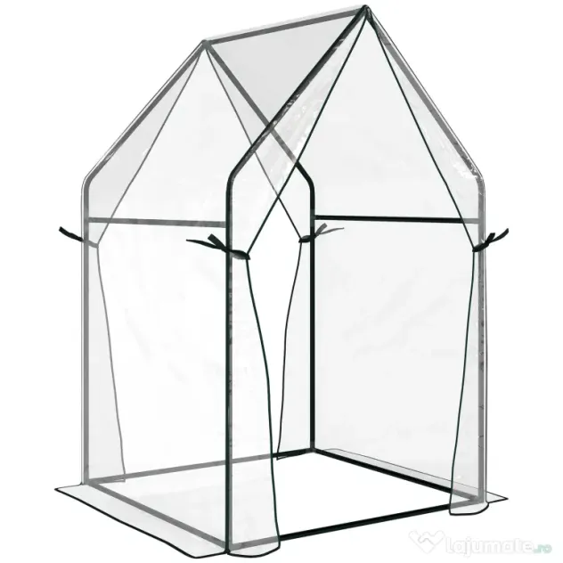 Outsunny Mini Sera Portabila 90x90x145cm cu 2 Usi cu Fermoar Transparent pentru Interior Exterior | Aosom Romania