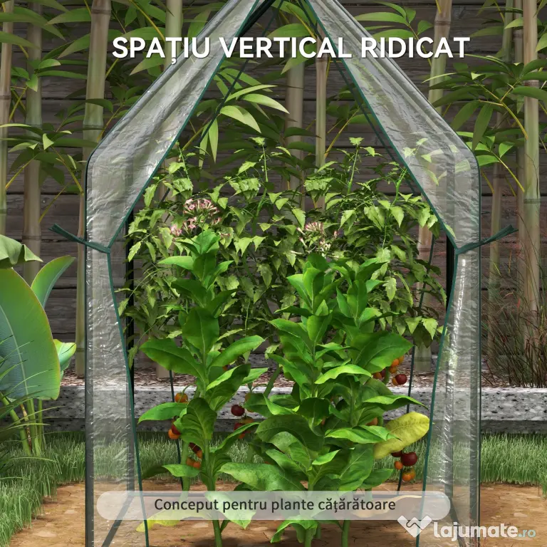 Outsunny Mini Sera Portabila 90x90x145cm cu 2 Usi cu Fermoar Transparent pentru Interior Exterior | Aosom Romania