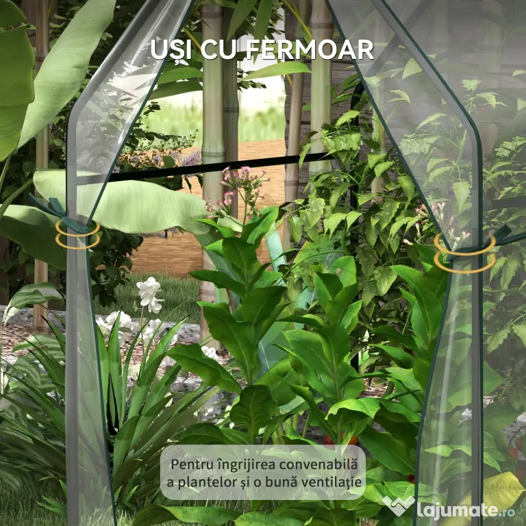 Outsunny Mini Sera Portabila 90x90x145cm cu 2 Usi cu Fermoar Transparent pentru Interior Exterior | Aosom Romania