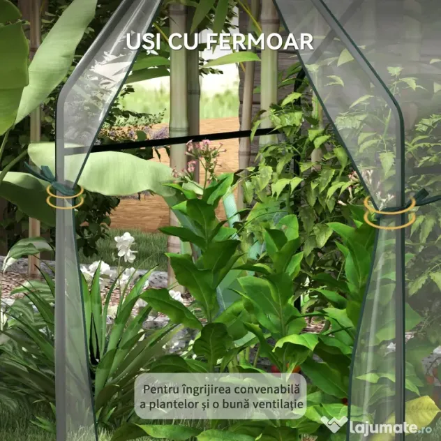 Outsunny Mini Sera Portabila 90x90x145cm cu 2 Usi cu Fermoar Transparent pentru Interior Exterior | Aosom Romania