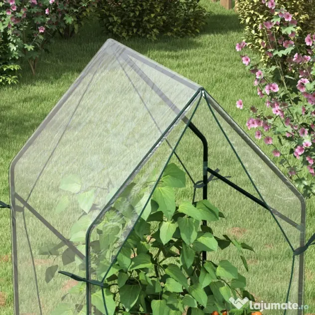Outsunny Mini Sera Portabila 90x90x145cm cu 2 Usi cu Fermoar Transparent pentru Interior Exterior | Aosom Romania