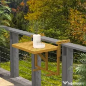 Outsunny Masă Suspendată de Exterior, Masă Reglabilă pentru Balustradă, Blat Suport cu Montare pe Perete, 68x65x40,5-55 cm, Tec | Aosom Romania 