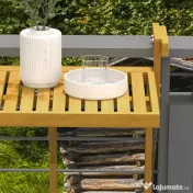 Outsunny Masă Suspendată de Exterior, Masă Reglabilă pentru Balustradă, Blat Suport cu Montare pe Perete, 68x65x40,5-55 cm, Tec | Aosom Romania 