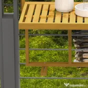 Outsunny Masă Suspendată de Exterior, Masă Reglabilă pentru Balustradă, Blat Suport cu Montare pe Perete, 68x65x40,5-55 cm, Tec | Aosom Romania 