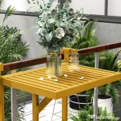 Outsunny Masă Suspendată de Exterior, Masă Reglabilă pentru Balustradă, Blat Suport cu Montare pe Perete, 68x65x40,5-55 cm, Tec | Aosom Romania 
