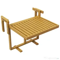 Outsunny Masă Suspendată de Exterior, Masă Reglabilă pentru Balustradă, Blat Suport cu Montare pe Perete, 68x65x40,5-55 cm, Tec