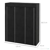 HOMCOM Dulap din Material Textil cu Bază Înălțată, 8 Rafturi și 2 Bare, 125x43x162.5 cm, Gri Închis | Aosom Romania 