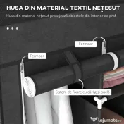 HOMCOM Dulap din Material Textil cu Bază Înălțată, 8 Rafturi și 2 Bare, 125x43x162.5 cm, Gri Închis | Aosom Romania 