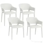 Outsunny Set 4 Scaune Gradina Plastic PP – Spatar inalt, Cotiera, Rezistente UV