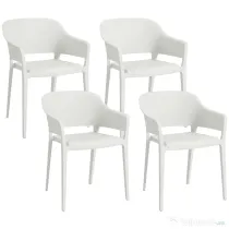 Outsunny Set 4 Scaune Gradina Plastic PP – Spatar inalt, Cotiera, Rezistente UV