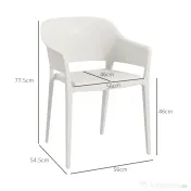 Outsunny Set din 4 Scaune de Grădină, Scaune Stivuibile de Exterior cu Spătar Înalt și Cotiere, 56x54.5x77.5 cm, Alb | Aosom Romania 
