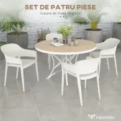 Outsunny Set din 4 Scaune de Grădină, Scaune Stivuibile de Exterior cu Spătar Înalt și Cotiere, 56x54.5x77.5 cm, Alb | Aosom Romania 