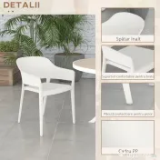 Outsunny Set din 4 Scaune de Grădină, Scaune Stivuibile de Exterior cu Spătar Înalt și Cotiere, 56x54.5x77.5 cm, Alb | Aosom Romania 