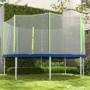SPORTNOW Plasă Siguranță Trambulină Rotundă 366cm 8 Stâlpi Drepti Tarc Rezervă Plasă Rezistentă Negru Verde | Aosom Romania 