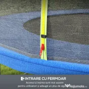 SPORTNOW Plasă Siguranță Trambulină Rotundă 366cm 8 Stâlpi Drepti Tarc Rezervă Plasă Rezistentă Negru Verde | Aosom Romania 