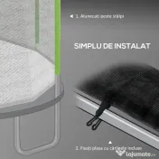 SPORTNOW Plasă Siguranță Trambulină Rotundă 366cm 8 Stâlpi Drepti Tarc Rezervă Plasă Rezistentă Negru Verde | Aosom Romania 