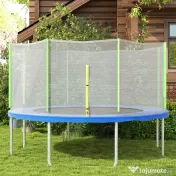 SPORTNOW Plasă Siguranță Trambulină Rotundă 366cm 8 Stâlpi Drepti Tarc Rezervă Plasă Rezistentă Negru Verde | Aosom Romania 