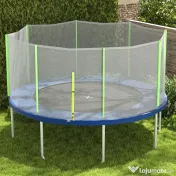 SPORTNOW Plasă Siguranță Trambulină Rotundă 366cm 8 Stâlpi Drepti Tarc Rezervă Plasă Rezistentă Negru Verde | Aosom Romania 