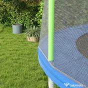 SPORTNOW Plasă Siguranță Trambulină Rotundă 366cm 8 Stâlpi Drepti Tarc Rezervă Plasă Rezistentă Negru Verde | Aosom Romania 