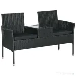 Outsunny Mobilier de Terasa pentru 2 Persoane cu Masa de Ceai