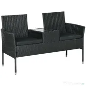 Outsunny Mobilier de Terasa pentru 2 Persoane cu Masa de Ceai