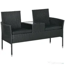 Outsunny Mobilier de Terasa pentru 2 Persoane cu Masa de Ceai