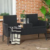 Outsunny Mobilier de Terasa pentru 2 Persoane cu Masa de Ceai
