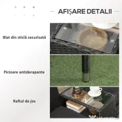Outsunny Mobilier de Terasa pentru 2 Persoane cu Masa de Ceai