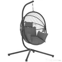 Outsunny Scaun Suspendat Ou, Inclusiv Pernă, Fotoliu, 120 cm x 106 cm x 188 cm, Gri | Aosom Romania