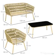 Outsunny Set de Mobilier de Gradina cu 4 Piese cu Ratan din PE | Aosom Romania