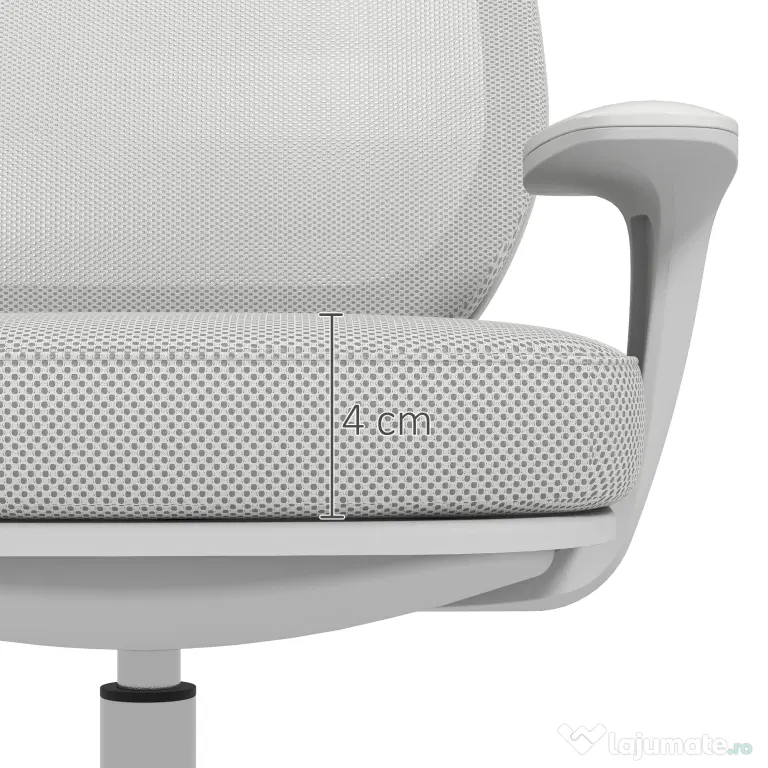 Vinsetto Scaun de Birou Rabatabil cu Inaltime Reglabila, Scaun Ergonomic si Tesatura Respirabila cu 5 Roti 55x48x82.5-94.5 cm, Gri