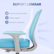 Vinsetto Scaun Birou Ergonomic cu Înălțime Reglabilă, Scaun Rotativ și Respirabil cu Înclinare, 55x48x82.5-94.5 cm, Albastru | Aosom Romania