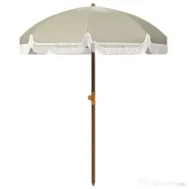 Outsunny Umbrelă de Plajă Portabilă cu Volane în Aer Liber cu Baldachin Ventilat, Geantă de Transport, Ø1.9x2.1 m, Alb-Crem | Aosom Romania