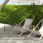 Outsunny Umbrelă de Plajă Portabilă cu Volane în Aer Liber cu Baldachin Ventilat, Geantă de Transport, Ø1.9x2.1 m, Alb-Crem | Aosom Romania