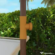Outsunny Umbrelă de Plajă Portabilă cu Volane în Aer Liber cu Baldachin Ventilat, Geantă de Transport, Ø1.9x2.1 m, Alb-Crem | Aosom Romania