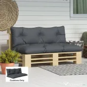 Outsunny Set de 2 Perne pentru Sezut si Spatar pentru Exterior pentru Paleti, Perne de Sezut Hidrofobe, Gri Carbune 