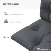 Outsunny Set de 2 Perne pentru Sezut si Spatar pentru Exterior pentru Paleti, Perne de Sezut Hidrofobe, Gri Carbune 
