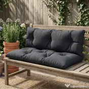 Outsunny Set de 2 Perne pentru Sezut si Spatar pentru Exterior pentru Paleti, Perne de Sezut Hidrofobe, Gri Carbune 