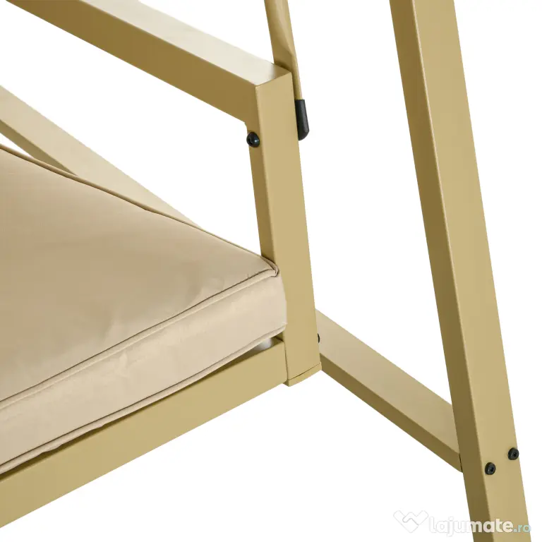 Outsunny Scaun Balansoar de Grădină cu 3 Locuri, Bancă cu Copertină Reglabilă, Perne Detașabile și Cadru din Oțel, 200x125x175 cm, Bej | Aosom Romania