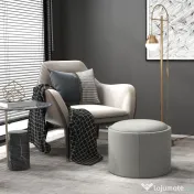 HOMCOM Taburet otoman rotund cu capac rabatabil stil tava, Taburet cu material similar inului, Masuta de cafea cu spatiu ascuns de depozitare