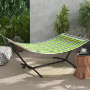 Outsunny Suport pentru hamac 9,5ft, Hamac portabil cu roti, Suport reglabil pentru plasa de hamac cu geanta de transport, pentru hamacuri stil plasa 