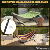 Outsunny Suport pentru hamac 9,5ft, Hamac portabil cu roti, Suport reglabil pentru plasa de hamac cu geanta de transport, pentru hamacuri stil plasa 
