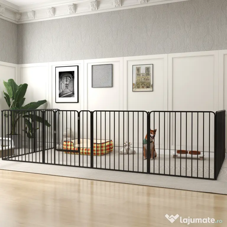 Pawhut tarc Joaca Caini – 6 Panouri Metalice, Rezistent Interior/Exterior | Aosom Romania